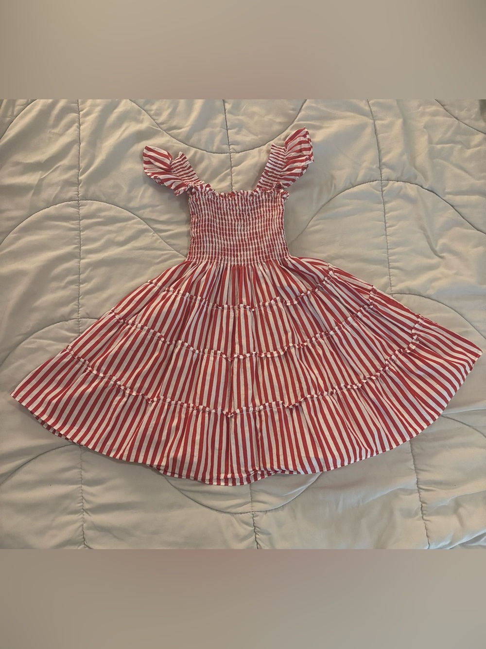 Hill House Home Tiny Ellie Nap Dress, red/white stripe, size 5/6Y